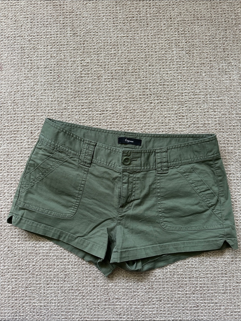 Express Olive Green Cotton Casual Shorts